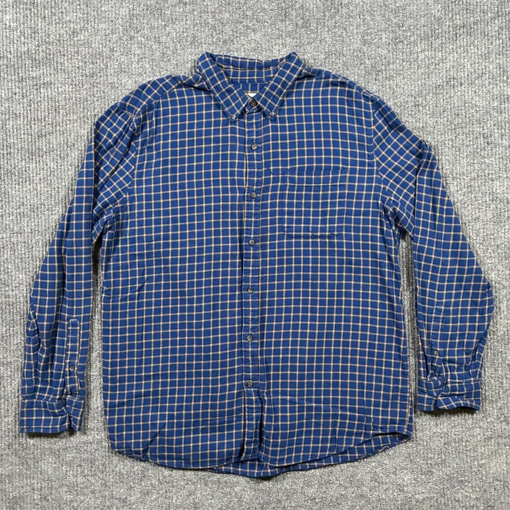 St John's Bay Mens Button‎ Down Shirt Size XL Blue Plaid Flannel Super Soft